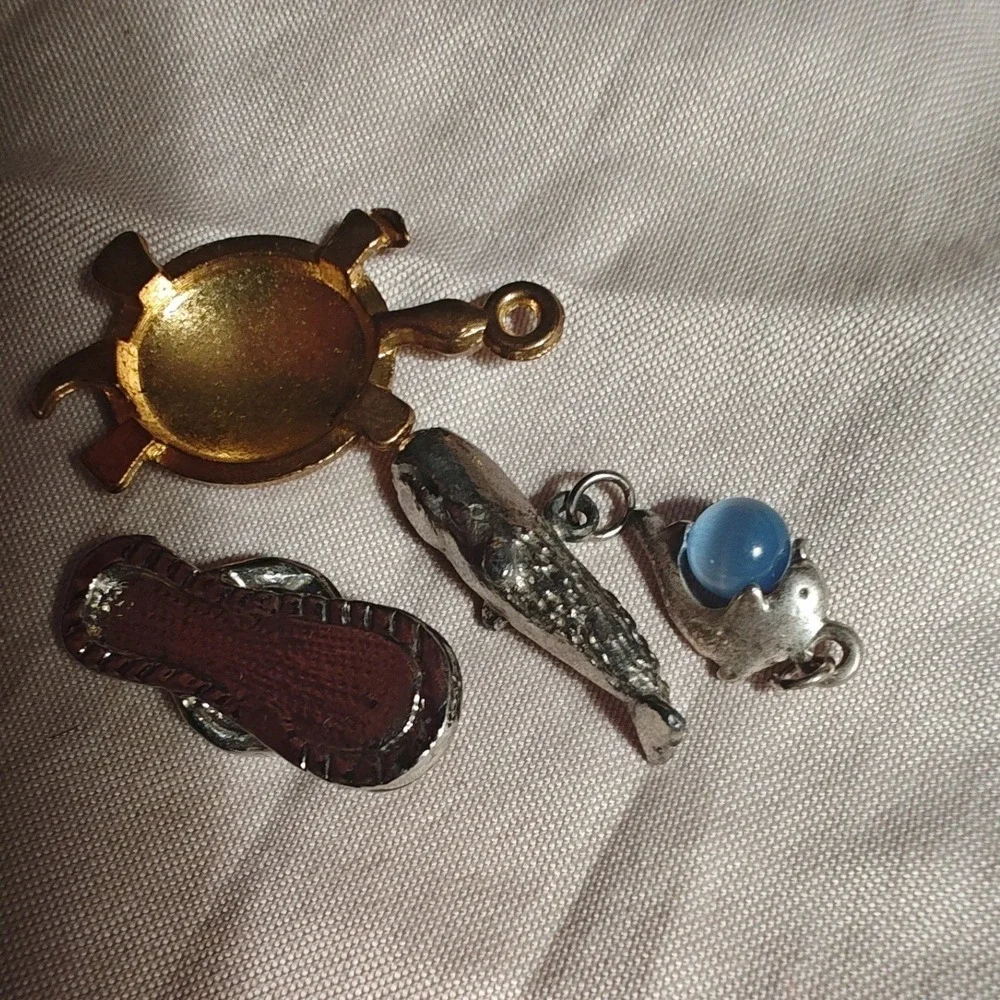 Ocean Marine Beach Jewelry Charms Turtle Sperm Whale Dolphin Flip Flop 4pc